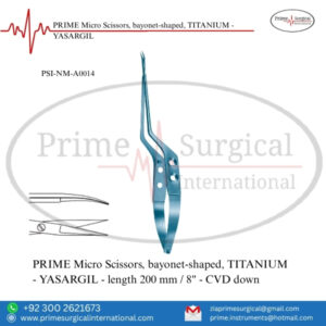 PRIME Micro Scissors, Bayonet-Shaped, TITANIUM