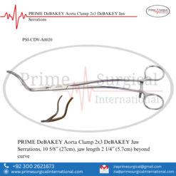 PRIME DeBAKEY Aorta Clamp 2x3 DeBAKEY Jaw Serrations