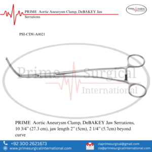 PRIME  Aortic Aneurysm Clamp, DeBAKEY Jaw Serrations