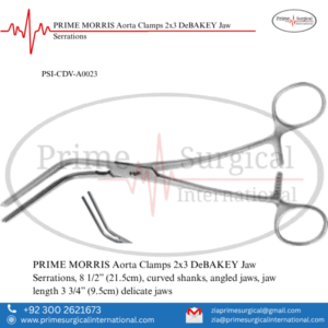 PRIME MORRIS Aorta Clamps 2x3 DeBAKEY Jaw Serrations