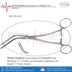 PRIME MORRIS Aorta Clamps 2x3 DeBAKEY Jaw Serrations
