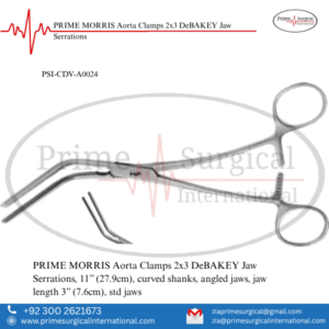 PRIME MORRIS Aorta Clamps 2x3 DeBAKEY Jaw Serrations