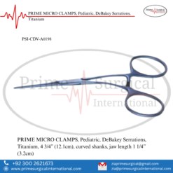 PRIME MICRO CLAMPS, Pediatric, DeBakey Serrations, Titanium