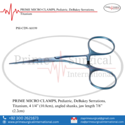 PRIME MICRO CLAMPS, Pediatric, DeBakey Serrations, Titanium