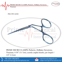 PRIME MICRO CLAMPS, Pediatric, DeBakey Serrations, Titanium