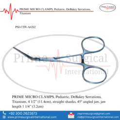 PRIME MICRO CLAMPS, Pediatric, DeBakey Serrations, Titanium