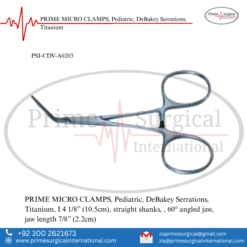 PRIME MICRO CLAMPS, Pediatric, DeBakey Serrations, Titanium