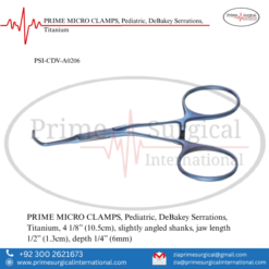 PRIME MICRO CLAMPS, Pediatric, DeBakey Serrations, Titanium