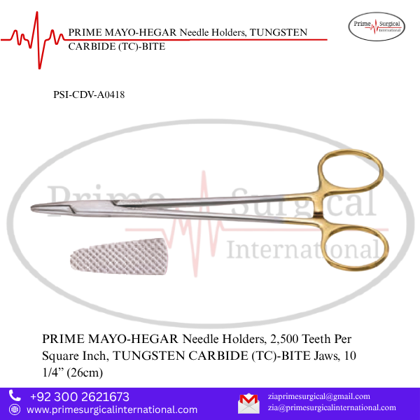 PRIME MAYO-HEGAR Needle Holders, TUNGSTEN CARBIDE (TC)-BITE