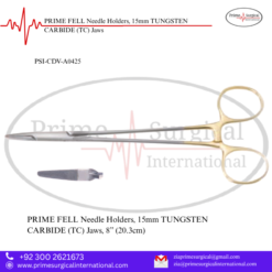 PRIME FELL Needle Holders, 15mm TUNGSTEN CARBIDE (TC) Jaws