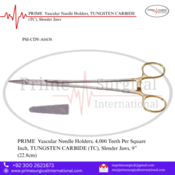PRIME  Vascular Needle Holders, TUNGSTEN CARBIDE (TC), Slender Jaws