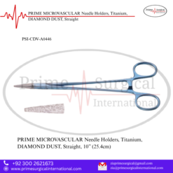 PRIME MICROVASCULAR Needle Holders, Titanium, DIAMOND DUST, Straight