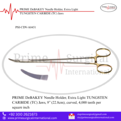 PRIME DeBAKEY Needle Holder, Extra Light TUNGSTEN CARBIDE (TC) Jaws