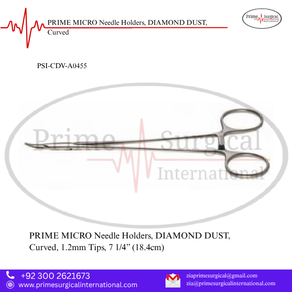 PRIME MICRO Needle Holders, DIAMOND DUST, Curved