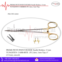 PRIME PETIT-POINT RYDER Needle Holders, 12 mm TUNGSTEN CARBIDE (TC) Jaws, 1mm Tips,