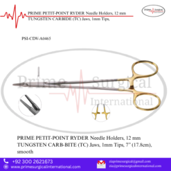 PRIME PETIT-POINT RYDER Needle Holders, 12 mm TUNGSTEN CARBIDE (TC) Jaws, 1mm Tips,