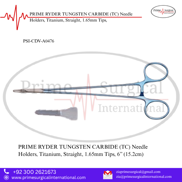 PRIME RYDER TUNGSTEN CARBIDE (TC) Needle Holders, Titanium, Straight, 1.65mm Tips,