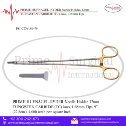 PRIME HUFNAGEL-RYDER Needle Holder, 12mm TUNGSTEN CARBIDE (TC) Jaws, 1.65mm Tips