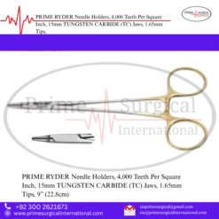 PRIME RYDER Needle Holders, 4,000 Teeth Per Square Inch, 15mm TUNGSTEN CARBIDE (TC) Jaws, 1.65mm Tips,