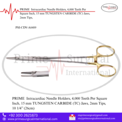 PRIME  Intracardiac Needle Holders, 4,000 Teeth Per Square Inch, 15 mm TUNGSTEN CARBIDE (TC) Jaws, 2mm Tips,