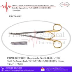 PRIME DIETRICH Microvascular Needle Holders, 7,000 Teeth Per Square Inch, TUNGSTEN CARBIDE (TC), 1.2mm Tips,
