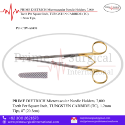 PRIME DIETRICH Microvascular Needle Holders, 7,000 Teeth Per Square Inch, TUNGSTEN CARBIDE (TC), 1.2mm Tips,