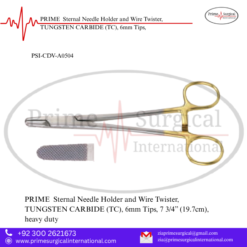 PRIME  Sternal Needle Holder and Wire Twister, TUNGSTEN CARBIDE (TC), 6mm Tips,