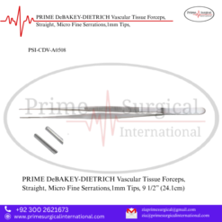 PRIME DeBAKEY-DIETRICH Vascular Tissue Forceps, Straight, Micro Fine Serrations,1mm Tips,