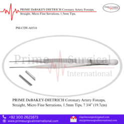 PRIME DeBAKEY-DIETRICH Coronary Artery Forceps, Straight, Micro Fine Serrations, 1.5mm Tips,