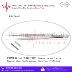 PRIME DeBAKEY-DIETRICH Coronary Artery Forceps, Straight, Micro Fine Serrations, 1.5mm Tips,
