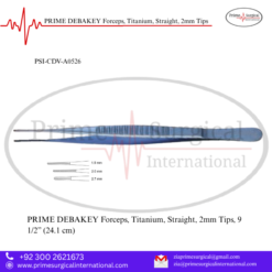 PRIME DEBAKEY Forceps, Titanium, Straight, 2mm Tips