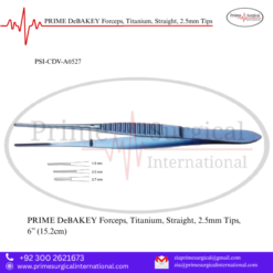 PRIME DeBAKEY Forceps, Titanium, Straight, 2.5mm Tips