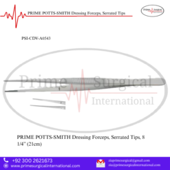 PRIME POTTS-SMITH Dressing Forceps, Serrated Tips