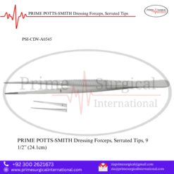 PRIME POTTS-SMITH Dressing Forceps, Serrated Tips