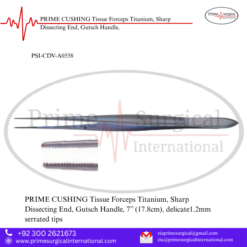 PRIME CUSHING Tissue Forceps Titanium, Sharp Dissecting End, Gutsch Handle,
