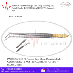 PRIME CUSHING Forceps, Semi-Sharp Dissecting End, Gutsch Handle, TUNGSTEN CARBIDE (TC) Standard - Tips