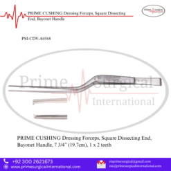 PRIME CUSHING Dressing Forceps, Square Dissecting End, Bayonet Handle