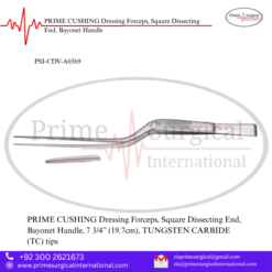 PRIME CUSHING Dressing Forceps, Square Dissecting End, Bayonet Handle