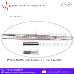 PRIME BROWN Tissue Forceps, 8 x 8 Teeth