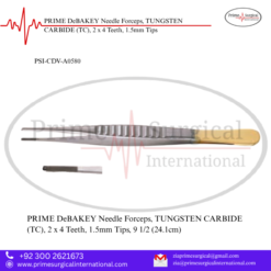 PRIME DeBAKEY Needle Forceps, TUNGSTEN CARBIDE (TC), 2 x 4 Teeth, 1.5mm Tips