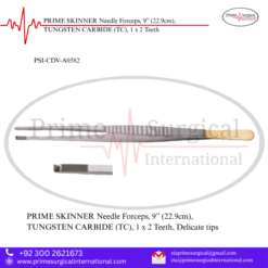 PRIME SKINNER Needle Forceps, 9” (22.9cm), TUNGSTEN CARBIDE (TC), 1 x 2 Teeth