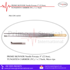 PRIME SKINNER Needle Forceps, 9” (22.9cm), TUNGSTEN CARBIDE (TC), 1 x 2 Teeth