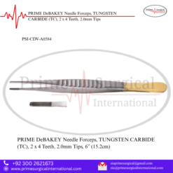 PRIME DeBAKEY Needle Forceps, TUNGSTEN CARBIDE (TC), 2 x 4 Teeth, 2.0mm Tips