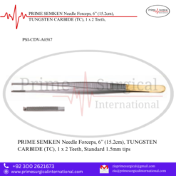 PRIME SEMKEN Needle Forceps, 6” (15.2cm), TUNGSTEN CARBIDE (TC), 1 x 2 Teeth,