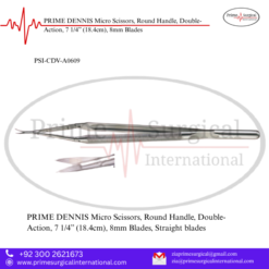 PRIME DENNIS Micro Scissors, Round Handle, Double-Action, 7 1/4” (18.4cm), 8mm Blades