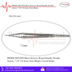 PRIME DENNIS Micro Scissors, Round Handle, Double-Action, 7 1/4” (18.4cm), 8mm Blades