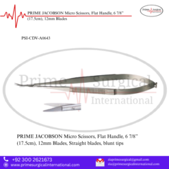 PRIME JACOBSON Micro Scissors, Flat Handle, 6 7/8” (17.5cm), 12mm Blades