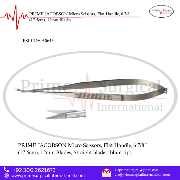 PRIME JACOBSON Micro Scissors, Flat Handle, 6 7/8” (17.5cm), 12mm Blades