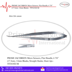 PRIME JACOBSON Micro Scissors, Flat Handle, 6 7/8” (17.5cm), 12mm Blades - TITANIUM