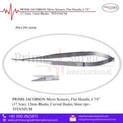 PRIME JACOBSON Micro Scissors, Flat Handle, 6 7/8” (17.5cm), 12mm Blades - TITANIUM